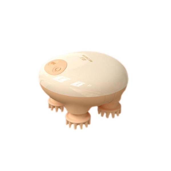 Rödljus elektrisk huvudmassager 76 kontaktpunkter, EMS-puls, 3 lägen, 3 intensiteter, IPX7 vattentät, sladdlös 1200mAh TYPE-C, beige