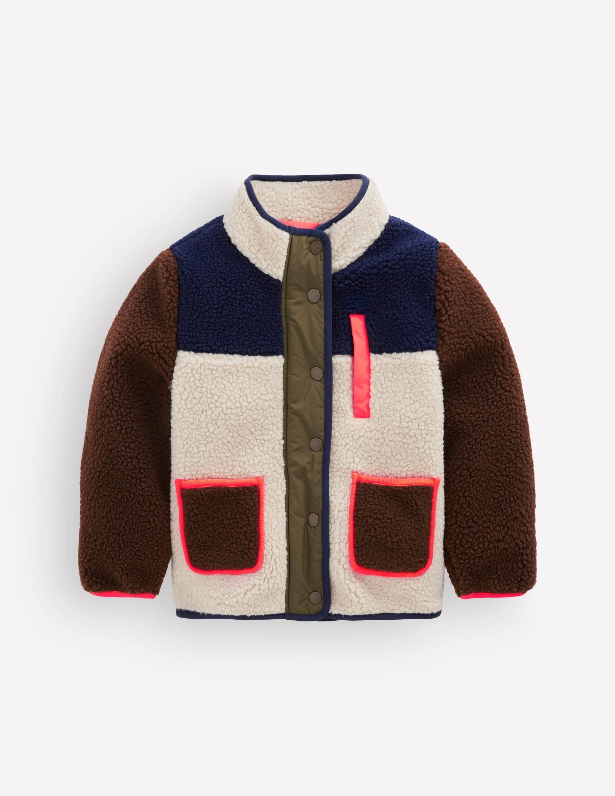 Boden Girls Fun Borg Mix Fleece in Brown | Size 9-10 Years