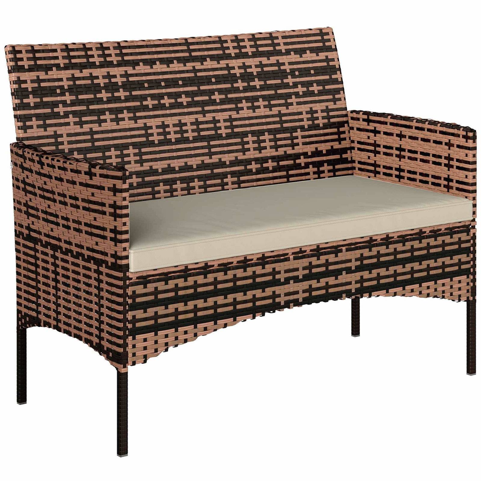 2-sits rotting utomhussoffa med kuddar, khaki