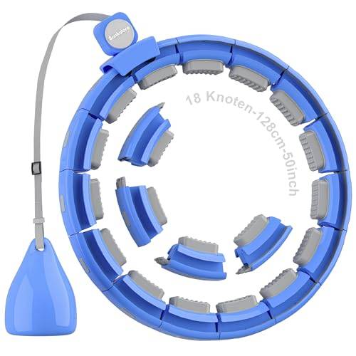 Smart Fitness Hoop Reifen mit Taillenband für Erwachsene & Anfänger – Leiser Hula-Hoop zum Abnehmen, mit Gewichtskugel und Noppen, Fitness Hoop, der Nicht herunterfällt (Blau)