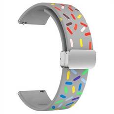 Mönstrade silikonband för Samsung Galaxy Watch6 / Watch6 Classic / Watch 5 / Watch 5 Pro / Watch4 / Watch4 Classic , 20 mm klockarmband med silvermagnetiskt vikbart spänne