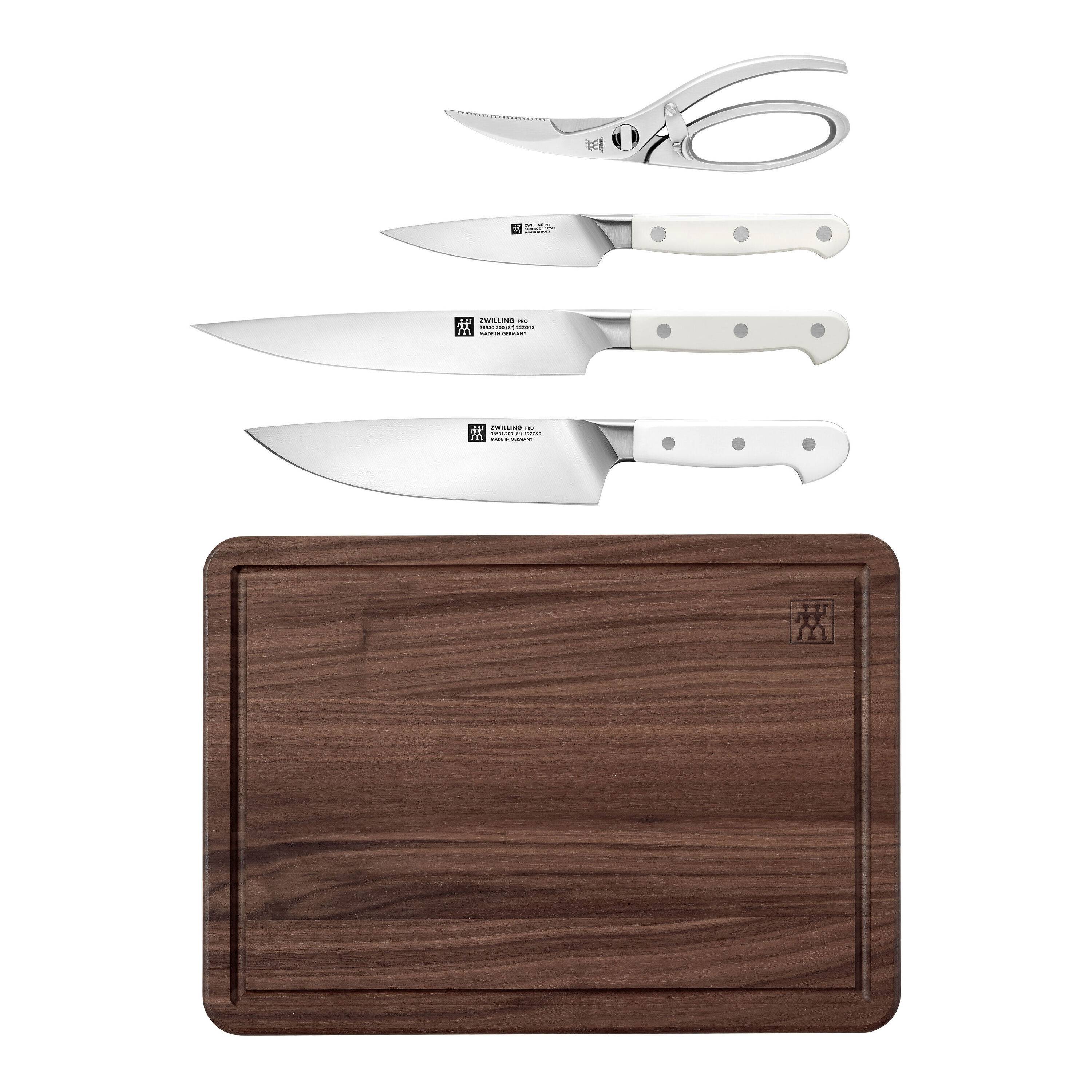 ZWILLING  Knivsæt med skærebræt og saks, 5 dele.