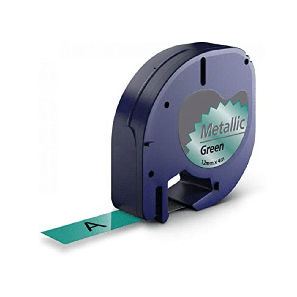 Dymo 91209 | 91229 sort på grønmetallic tape - Kompatibel S0721740 - 12 mm x 4 m