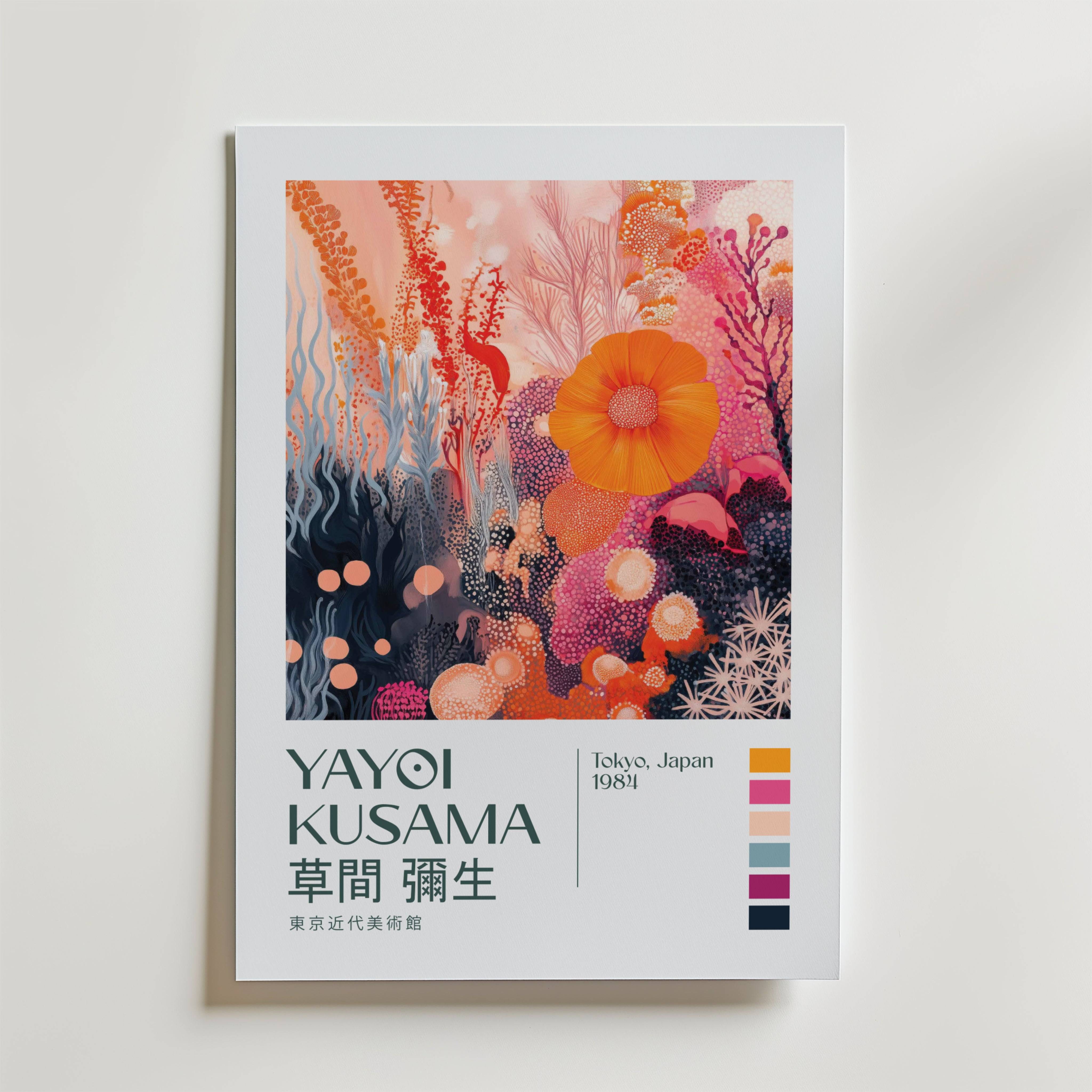 Yayoi Kusama Blooming Coral Dream Poster - Premium Canvas 50x70 cm