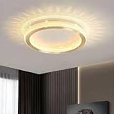 Golden Flush Mount Taklampa Cirkel Akryl LED Taklampa Steglös Avbländning For Vardagsrum Sovrum(16 inch)