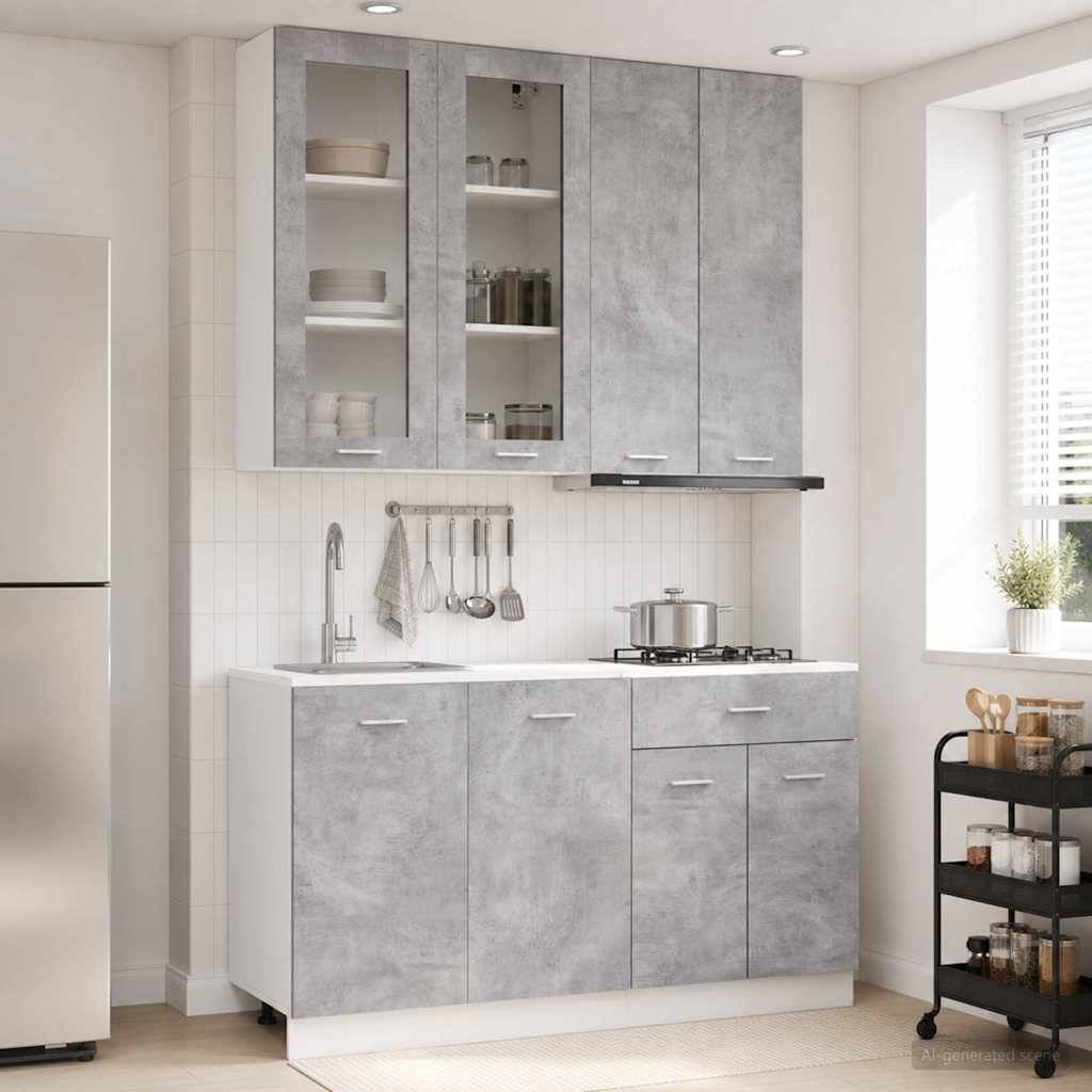 vidaXL Köksskåpsset 4 pcs Betonggrå 80 x 31 x 100 cm Konstruerat trä