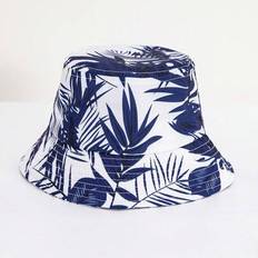 1 st 8-14 år gamla Barn Flickor/Pojkar Japansk stil Deep Crown Bucket Hat, Ny Bucket Hat Solhatt Bladtryck Lämplig för sommar, strand, vandring, dagli - Blå (10-14Y,8-11Y)