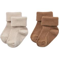 Wheat Sæt Af To Uld Ribsokker Ziggy Stl. 19-21 unisex - Håraccessoarer Från Magasin - Caramel (19-21)