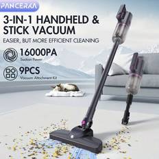Kraftfull 16000 PA sladdansluten stavdammsugare, 400W multifunktionell handhållen mattsopmaskin med 9 dammsugskit, 5M förlängbar sladd, tvättbart filt - Grå