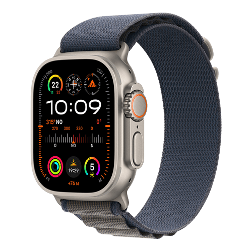 Apple Watch Ultra 2 4G - Titanium/Alpine Loop 49mm / Bra skick / Titanium/ blå Alpine Loop