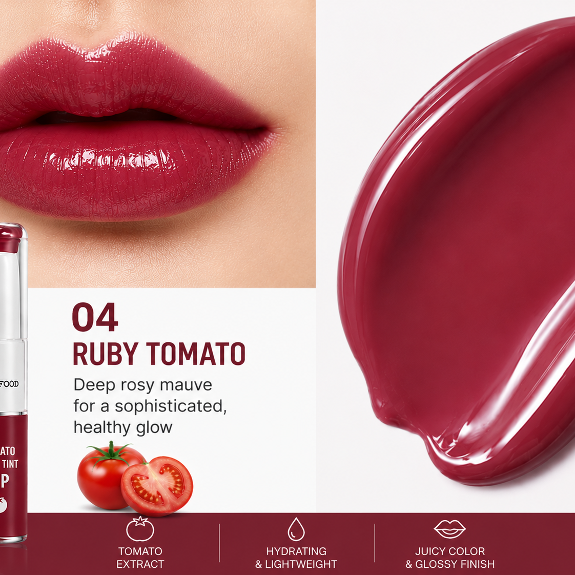 SKINFOOD - Tomato Jelly Tint Lip (4 Colors) - Ruby Tomato