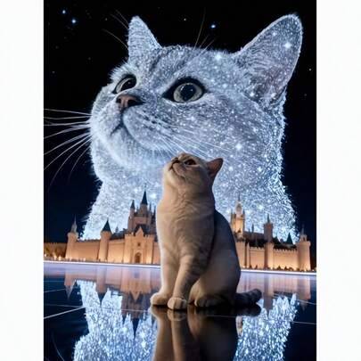 1 st DIY 5D diamantmålning-kit med kattmönster – rund full diamantmosaik, hantverk för väggdekor i hemmet, utan ram (30*40,40*50,20*30)