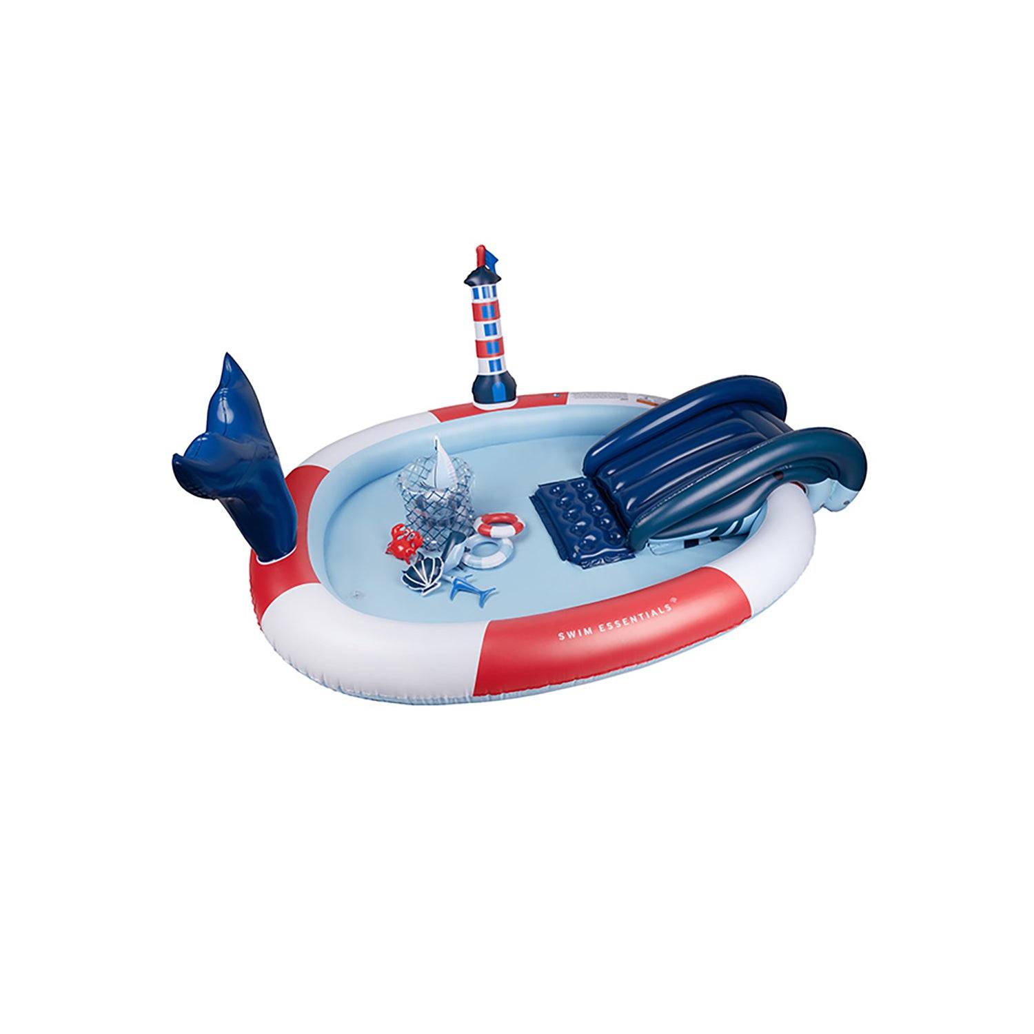 Badebassin 210 cm - Ocean Stripes Adventure med rutsjebane, Swim Essentials