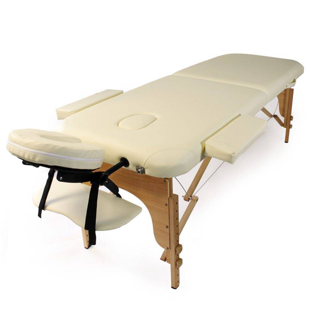 Beige hopfällbar massagebänk