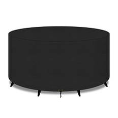 PATIO PLUS Stort runt trädgårdsbord möbelöverdrag 420D Oxfordtyg utomhus uteplats cirkulärt set skydd för stolset vattentät, vindtät, anti-UV, trädgårdsöverdrag 180 x 80 cm, svart