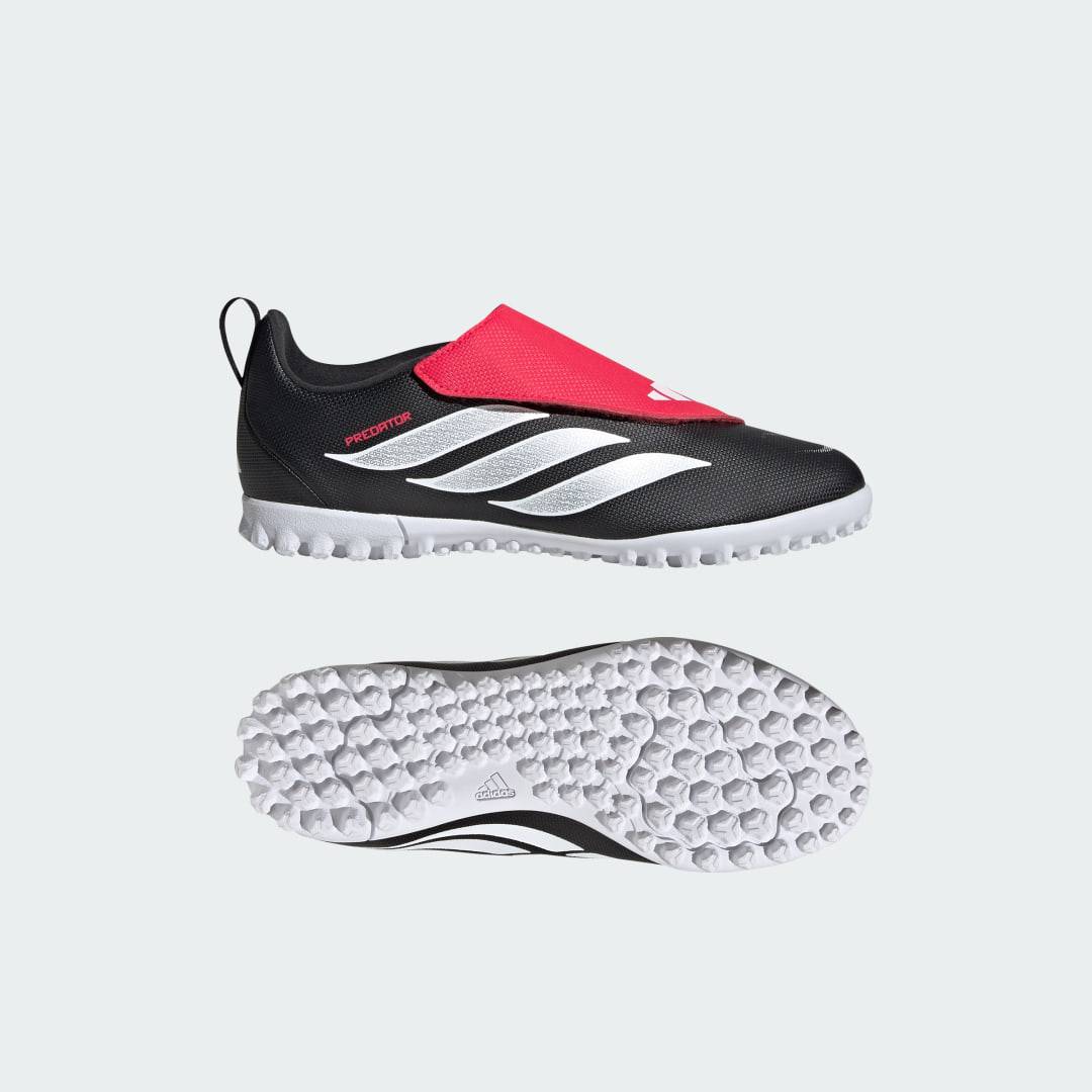 PREDATOR CLUB Fold-Over Tongue Turf Football Shoes Kids - Core Black / Cloud White / Lucid Red - 35