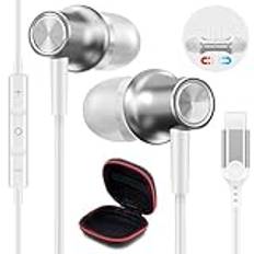 USB C-hörlurar för Galaxy A54 A55 A35, magnetiska hörlurar med mikrofon, in-ear typ C-hörlurar USB C-anslutning USB C-headset för Samsung A34 5G A33 A53 S24 iPhone 16 15 Pro Mi 13T 14 Pixel 9 8 Pro 7