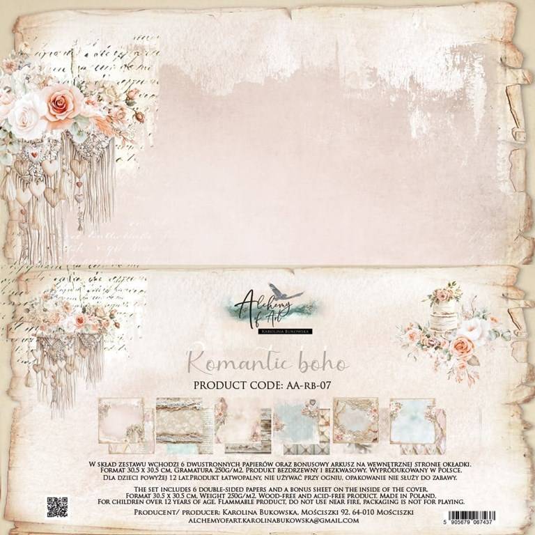 Scrapbookingpapper - 30x30cm - Romantic Boho
