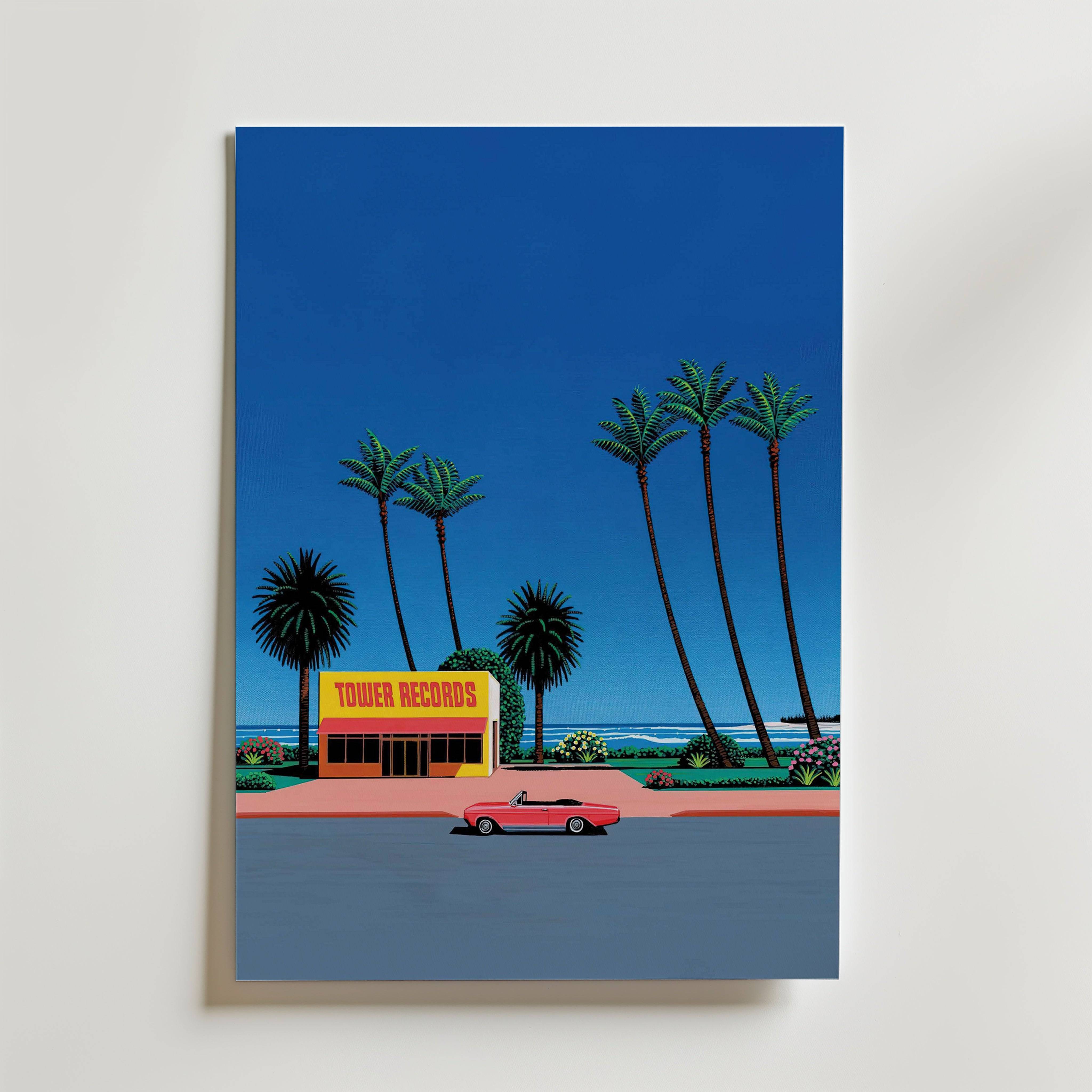 Hiroshi Nagai Tower Records Drive Poster - Fine Art Poster 100x140 cm Utan passepartout