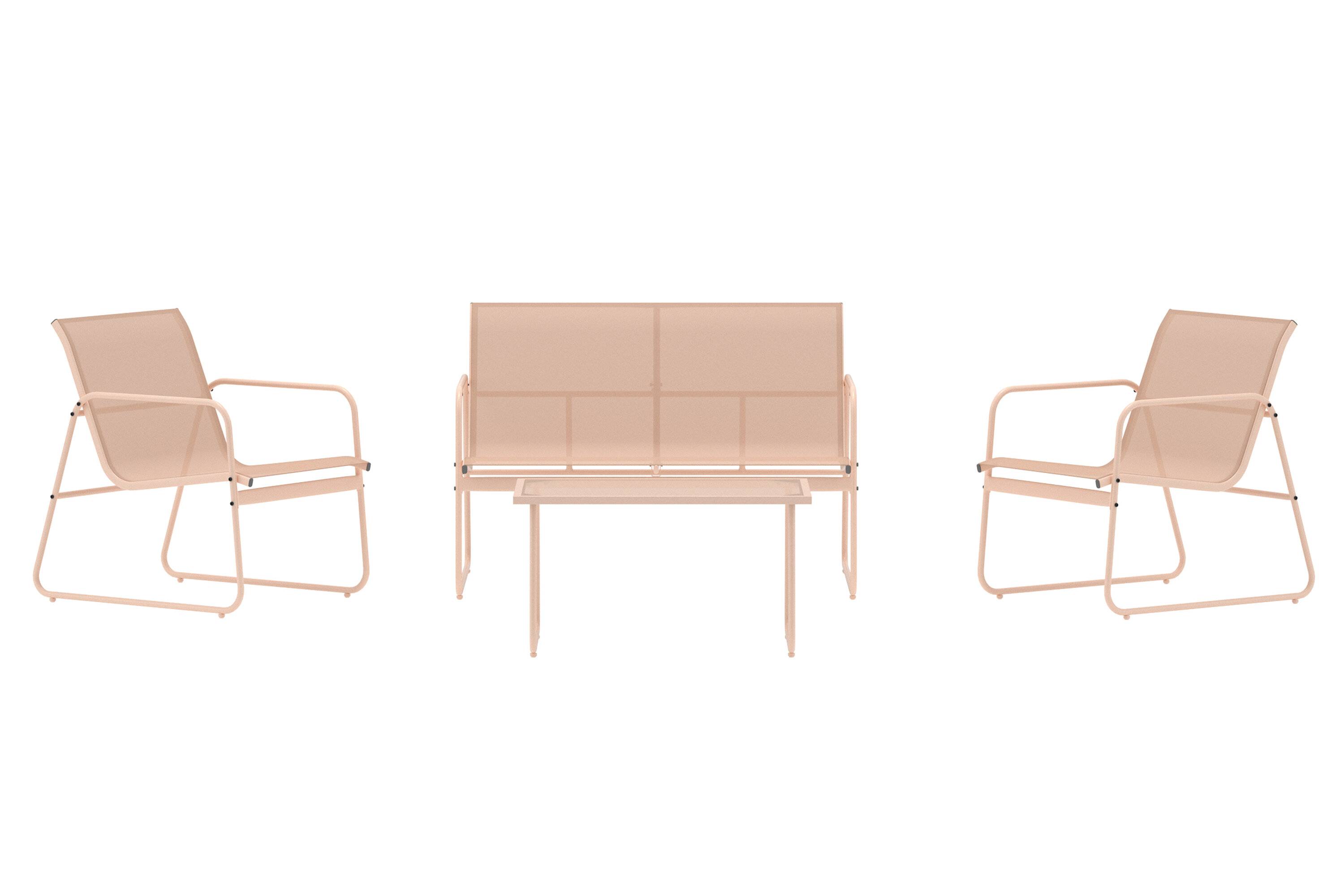 VENTURE HOME Scopello udendørs sofasæt, m. 1 bord, 1 sofa og 2 stole - beige glas og stål