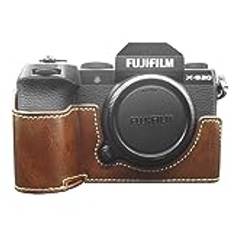 MUZIRI KINOKOO Fodral till Fujifilm Fuji XS20/X-S20 kamera, retro stil PU-läder Fuji XS20 skyddsfodral med handgrepp och öppning botten design – kaffe