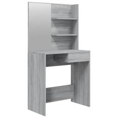 vidaXL Sminkbord med spegel grå sonoma 74,5x40x141 cm, badrumsbord, sminkmöbel, smink bord, skönhetsbord, sminkmöbler