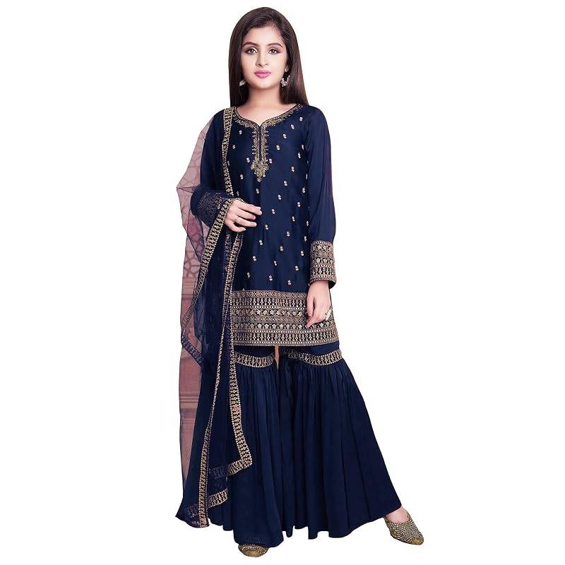 Knapp Ny Flicka' Sharara Stil Georgette Salwar Kostym För Barn cm rosa
