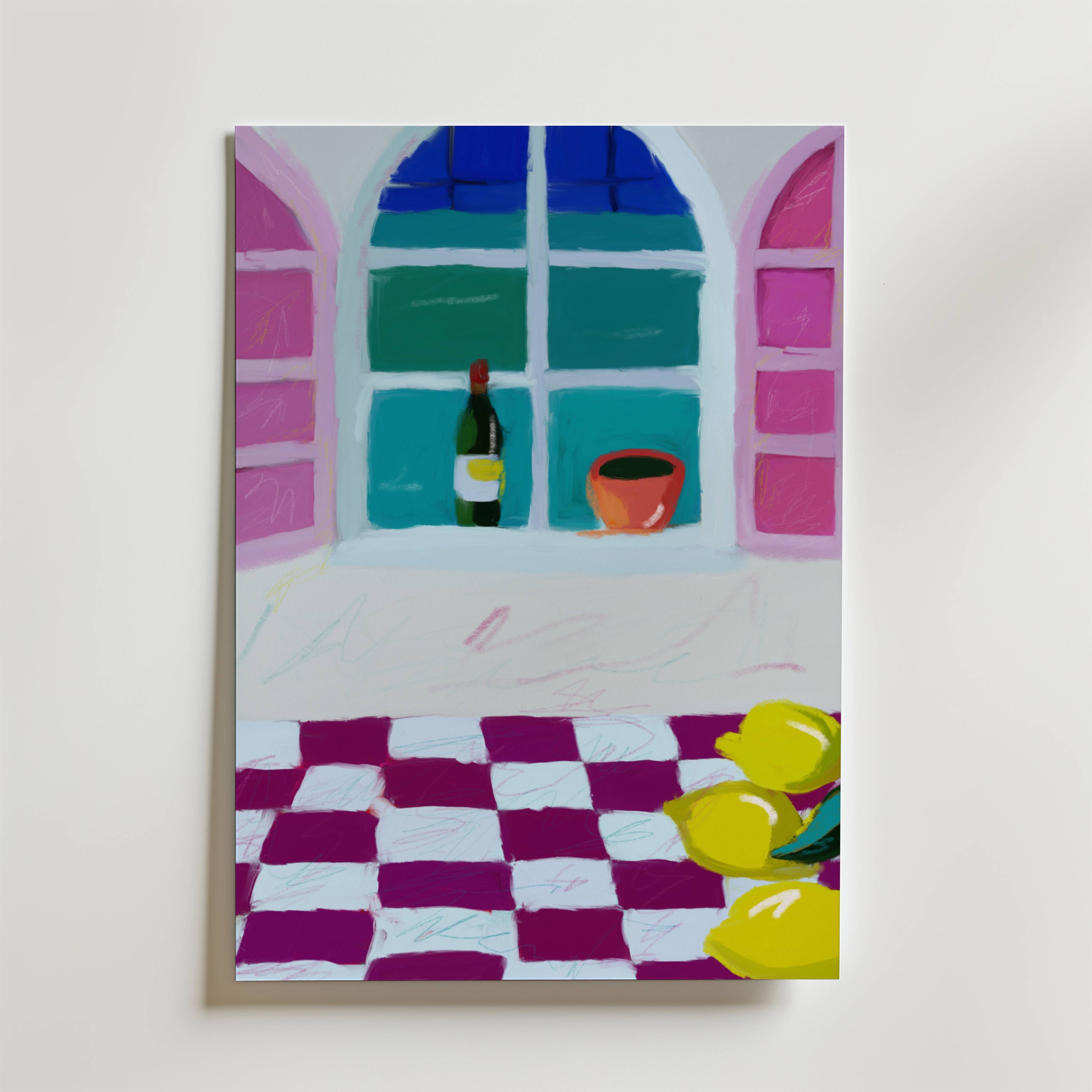 Lemon Window Stillness Poster - Premium Canvas 21x30 cm