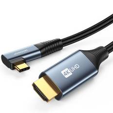 Vinklet USB-C - HDMI kabel 4K 60Hz 2m grå