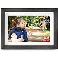 Frameo Digital fotoram med 32 GB minne, 10,1 tums WiFi smart digital bildram med HD IPS-pekskärm, auto-rotera, skicka bilder från var som helst via Frameo app (träeffekt)