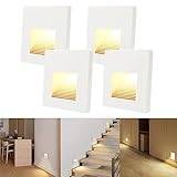 Arotelicht 4 x infälld LED-vägglampa, plast, för 60 mm växellådor, 230 V (vit/1,5 W, varmvit ingen sensor)