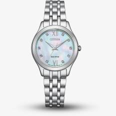 Citizen Ladies Eco Drive Silver Tone Diamond Mother Of Pearl Watch EM0891-58N