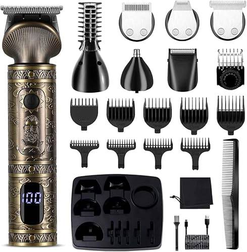 Surker Hårtrimmerset Professionell hårtrimmer för män Precisionstrimmer Skäggtrimmer Rakapparat för män T-formad trimmer Neshårstrimmer Kroppshårstrimmer 7 i 1