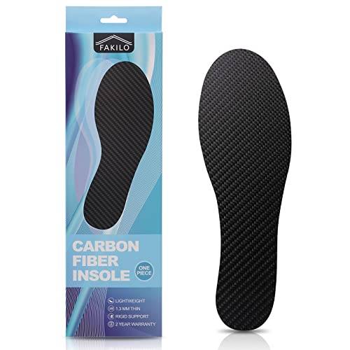 Kolfiberinnersula 1 del, FAKILO kolfiber innersulor skor inlägg för kvinnor män, styvt stöd för torvtå, fotsprickor, Hallux Rigidus, murbrukstår, lämplig för vandring, promenader, sport 302 mm