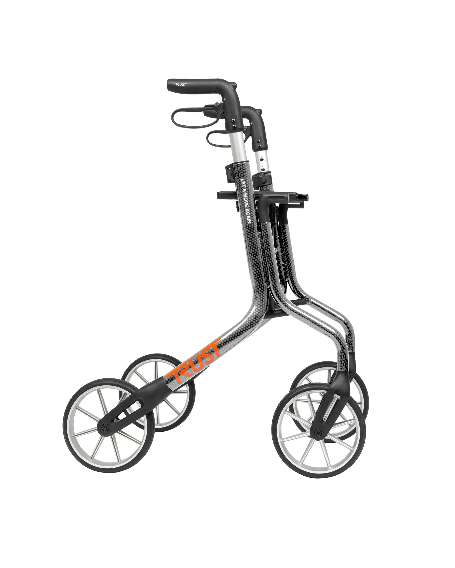 TrustCare - Let's Move Again rollator - ultralätt 5,4 kg, hopfällbar till 20 cm - Inkl Gratis väska till 10 september - Silver/Svart