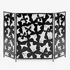 Fireplace Screen Guard, Black Fire Place Screen For Stove & Wood Burner, Butterfly Decor Elegant Fire Guard Free Standing Or Wall Fixed Fire Screen