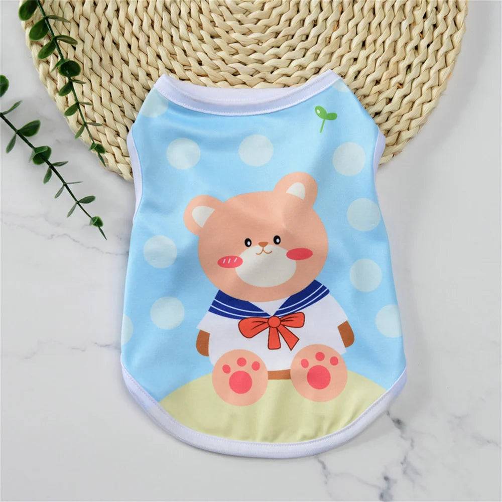 Cartoon Print Sleeveless Vest for Small Dogs & Cats - Bear / XXL-suit 5.5-7.5kg / SPC (XXL-suit 5.5-7.5kg)