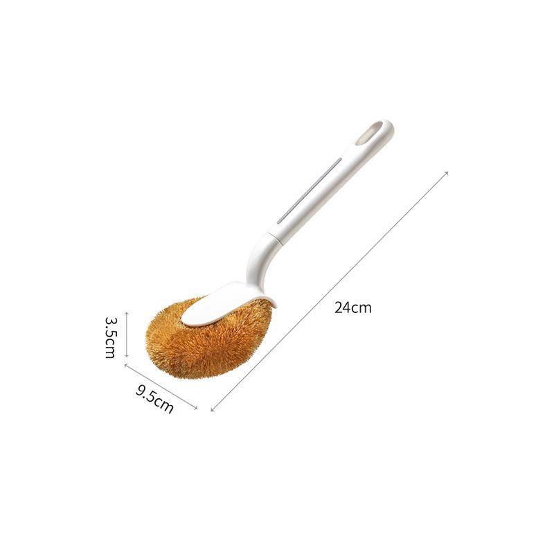 Household Long Handled Pot Brush, Kitchen Stove Cleaning, High Temperature Resistance, Coconut Palm Cleaning Brush, Pot Brush, Dishwashing Pack of 1 vit