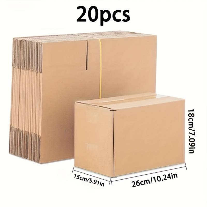 20pcs Thickened And Reinforced Cardboard Boxes - Thick Cardboard, 25.91 X 18.03 X 14.99 Cm, Single Specification Design, Durable Packaging Solution, Suitable For Home, Moving