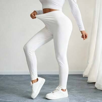 Termiska fodrade leggings med hög midja för kvinnor, tights – håller dig varm och bekväm under träning - Vitt (L,M,S,XL,XXL)