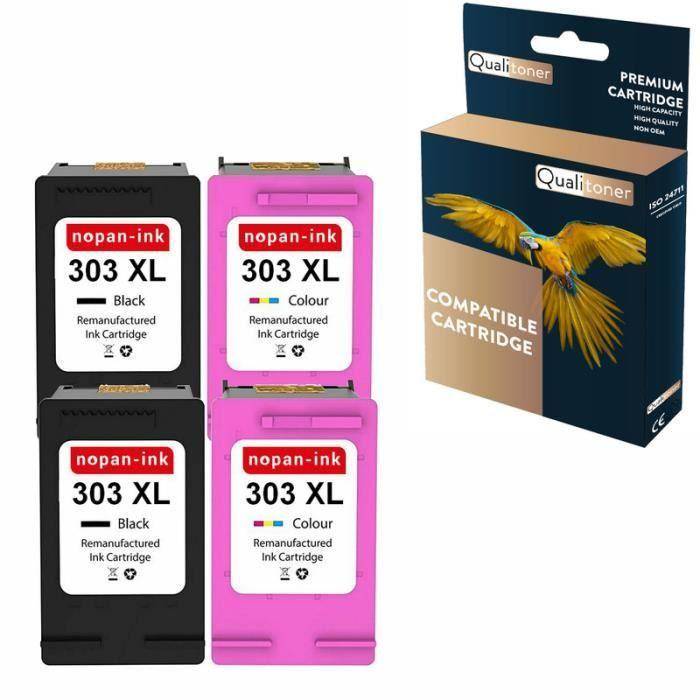 Cartouches compatibles - QUALITONER - 303 XL (T6N04AE + T6N03AE) - Noir + Couleur - Pack de 4
