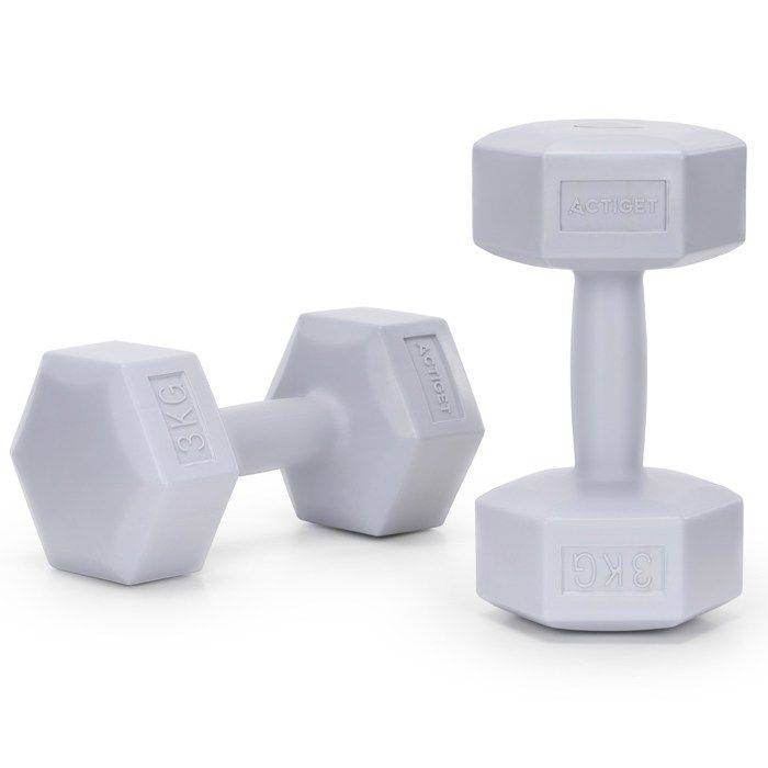 Haltères hexagonaux 2x3 kg pour exercices de fitness, poids, lot de 2, gris