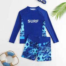 Tween Boys' Summer Beach Soccer Tryckt Patchwork Badkläder Set - Multifärgad (8Y,9Y,10Y,11Y,12Y)