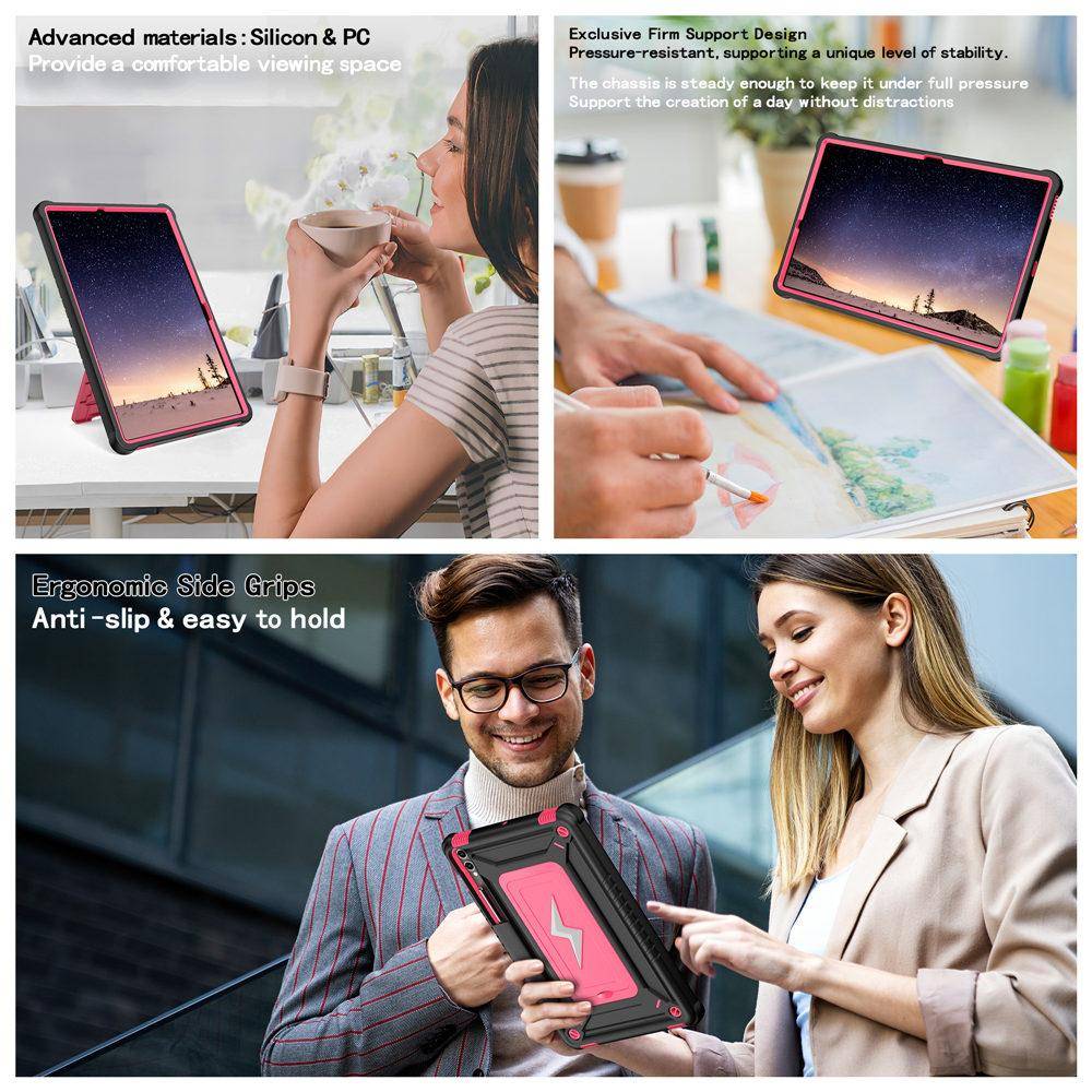 Armor Robust Skal För Samsung Galaxy Tab S10 Plus S9 Plus S9FE+ 12.4 tum S10+ S9+ Barnsäkert Ställ Surfplatta Skydd Med Bälte