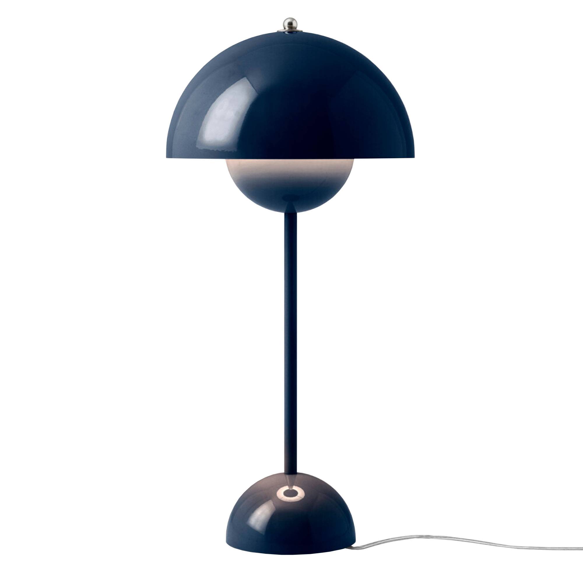 Flowerpot VP3 Bordlampe af Verner Panton Steel Blue.