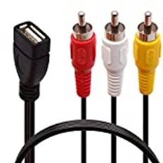 Tomost USB till 3 RCA-kabel USB 2.0 hona till 3RCA manlig video AV-videokamera adaptersladd för TV PC DVD (1,5 m lång)