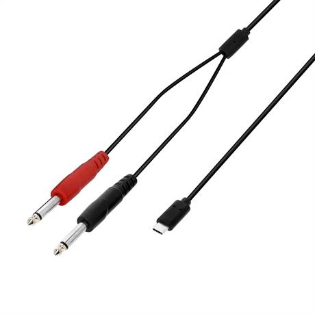 Signalkabel. USB-C - 2 x mono jack. 3 meter