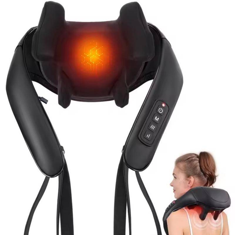 Masgre Shiatsu Rygg Nacke Massager Sladdlös Axelmassager med Värme Elektrisk Djupvävnad 3D Knådande Massagekudde