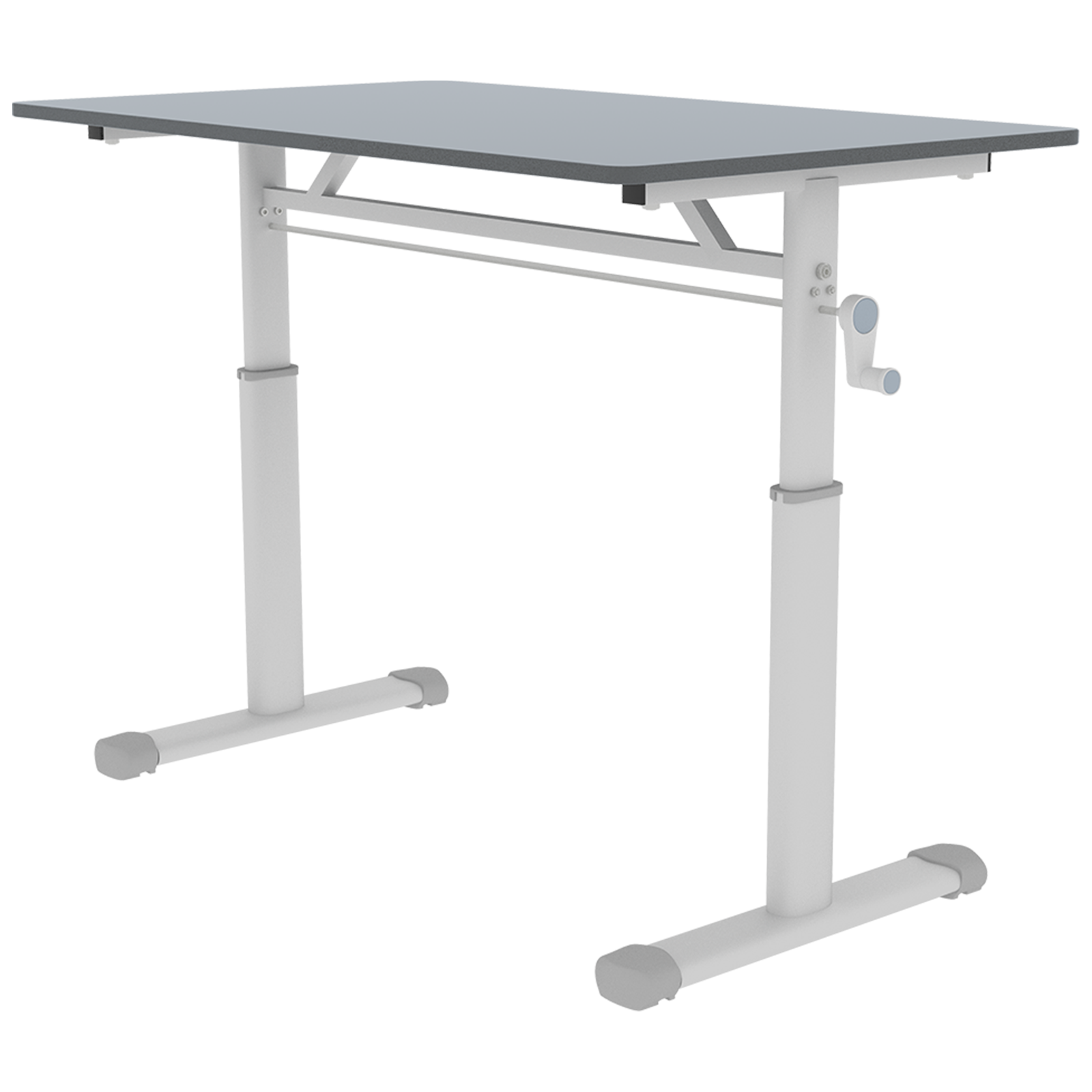 Adjustable Study Desk for Kids and Adults, Height-Adjustable Home Office Desk with White Frame and Gray Tabletop, 60cm x 100cm Compact Design