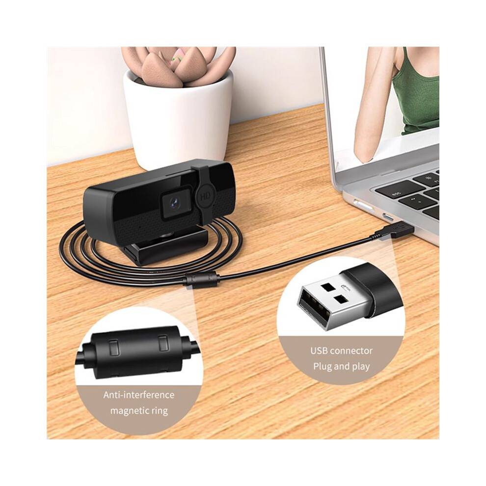 4K Webcam Full HD Web Camera with Microphone USB Plug Auto Autofocus Web Cam for PC Laptop Computer Desktop Camera,A